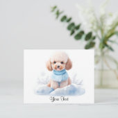 Carte Postale Aquarelle Miniature Apricot Poodé Chien chiot (Debout devant)