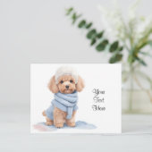 Carte Postale Aquarelle Miniature Apricot Poodé Chien chiot (Debout devant)