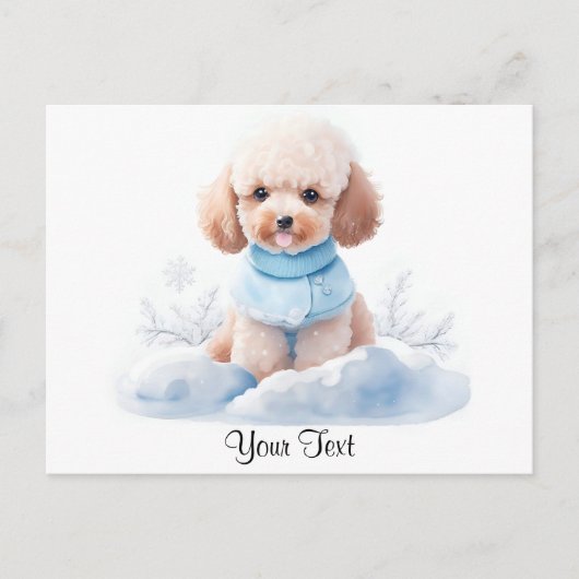 Carte Postale Aquarelle Miniature Chien Chiots Caniche Abricot (Devant)