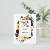 Carte Postale Aquarelle Mixte Floral Gold Frame Enregistrer la d (Debout devant)