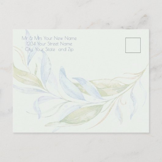 Carte Postale Aquarelle Moderne Boho Branches en feuilles (Dos)