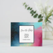 Carte Postale Aquarelle moderne Green & Red Space Nebula (Debout devant)