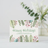 Carte Postale Aquarelle moderne Holly Foliing Salutations de vac (Debout devant)