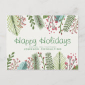 Carte Postale Aquarelle moderne Holly Foliing Salutations de vac (Devant)
