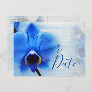 Carte Postale Aquarelle moderne Mariage Floral Orchidée Bleue