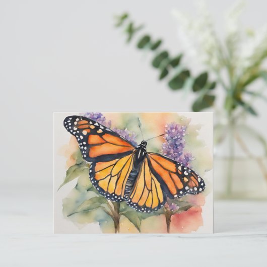Carte Postale Aquarelle Monarch Papillon Imprimer (Debout devant)