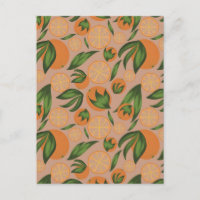 Aquarelle Motif aux fruits orange pastel