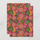 Carte Postale Aquarelle Motif de fruits rose orange (Devant / Derrière)