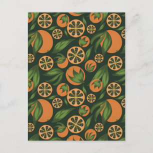 Carte Postale Aquarelle Motif de fruits vert orange