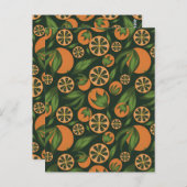 Carte Postale Aquarelle Motif de fruits vert orange (Devant / Derrière)
