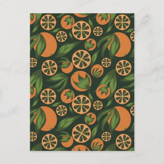 Carte Postale Aquarelle Motif de fruits vert orange (Devant)