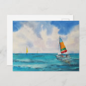 Carte Postale Aquarelle nautique (Devant / Derrière)