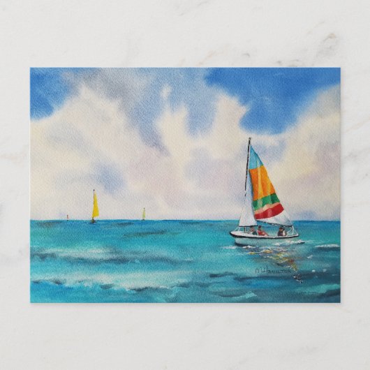 Carte Postale Aquarelle nautique (Devant)