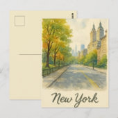 Carte Postale aquarelle new york (Devant / Derrière)