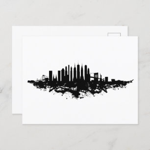 Carte Postale Aquarelle New York Skyline noir et blanc