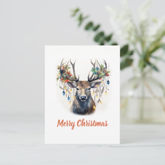 Carte Postale Aquarelle Noël rennes (Debout devant)