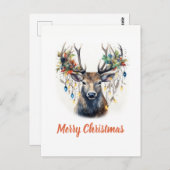 Carte Postale Aquarelle Noël rennes (Devant / Derrière)