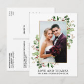 Carte Postale Aquarelle Noël Verdure Amour Merci Or (Devant / Derrière)