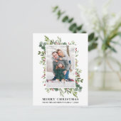 Carte Postale Aquarelle Noël Verdure Baies Photo Christmas (Debout devant)