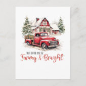 Carte Postale Aquarelle Noël Vintage Camion et grange (Devant)