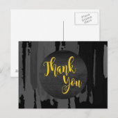 Carte Postale Aquarelle Noir et Merci Or Abstrait (Devant / Derrière)