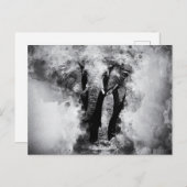Carte Postale Aquarelle noire et blanche africaine Eléphant (Devant / Derrière)