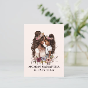 Carte Postale Aquarelle Noire Maman et Fille (1)