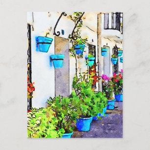Carte Postale Aquarelle numérique de rue dans Mijas Pueblo