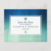 Carte Postale Aquarelle Ocean Starfish Beach Enregistrer la date (Devant)