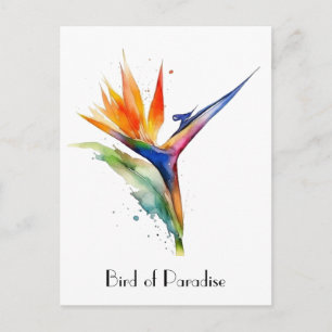 Carte Postale Aquarelle Oiseau de Paradis, personnalisé