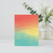 Carte Postale Aquarelle Ombre Texture - Turquoise, Jaune, Corail (Debout devant)