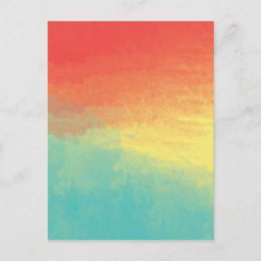 Carte Postale Aquarelle Ombre Texture - Turquoise, Jaune, Corail (Devant)