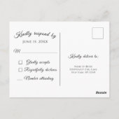 Carte Postale Aquarelle or Faux Floral Black Wedding RSVP (Dos)