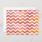 Carte Postale Aquarelle orange et rose Arrière - plan Chevron (Devant / Derrière)