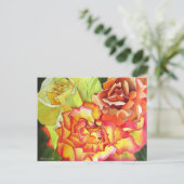 Carte Postale Aquarelle orange et rose jaune art original (Debout devant)