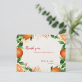 Carte Postale Aquarelle Orange Fruit Citrus Mariage Merci (Debout devant)