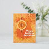Carte Postale Aquarelle orange Happy Raksha Bandhan (Debout devant)