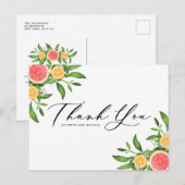 Carte Postale Aquarelle Oranges et Grappes Merci d'été (Devant / Derrière)