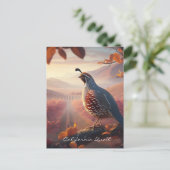 Carte Postale Aquarelle originale California Quail. Oiseau (Debout devant)