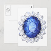 Carte Postale Aquarelle originale Royal Sapphire (Devant / Derrière)