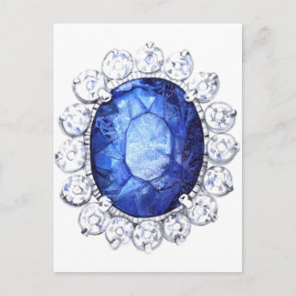 Carte Postale Aquarelle originale Royal Sapphire