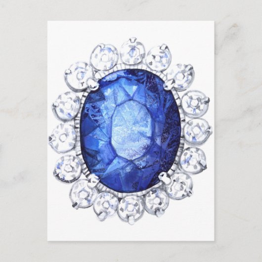 Carte Postale Aquarelle originale Royal Sapphire (Devant)