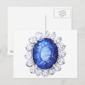 Carte Postale Aquarelle originale Royal Sapphire (Devant / Derrière)