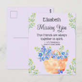 Carte Postale Aquarelle Oubliez-Moi Pas Fleurs Citation Ami (Devant / Derrière)