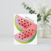 Carte Postale Aquarelle Paire de pastèque Anniversaire d'été (Debout devant)