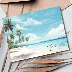 Carte Postale Aquarelle Palm Tree Beach Merci de mariage