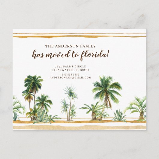 Carte Postale Aquarelle Palm Tree Moving Faire-part (Devant)