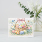 Carte postale aquarelle panier de Pâques (Debout devant)
