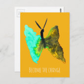 Carte Postale Aquarelle papillon aqua joli (Devant / Derrière)