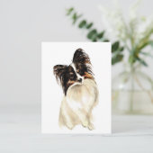 Carte Postale Aquarelle Papillon chien, animal de compagnie (Debout devant)